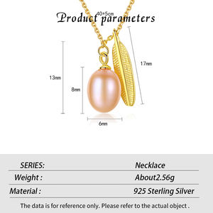 Collier pendentif en argent sterling S925 avec zircone et perle, bijoux plaqués or de luxe à la vente en gros - Product Image 6