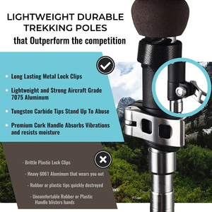 7075調節可能な折りたたみ式北欧ステッキ折りたたみ式バックパッキングトレッキングハイキングスティックポール超軽量カスタムアルミニウム - Product Image 5