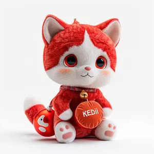 Red Cat cute plush toy factory design custom cute cartoon animal image plush children's toy wearing hat cat