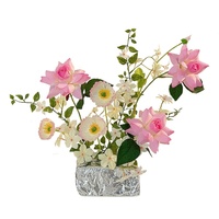 Fleurs artificielles en soie décoratives haut de gamme, arrangements floraux créatifs en feuille d'aluminium, roses pour salon, table à manger, ambiance de magasin