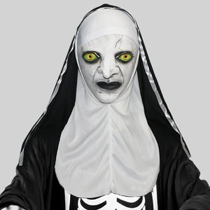 Máscara de Monja Demonio de Látex para Adultos, Disfraz de Halloween, con Capucha, para Fiestas - Product Image 1