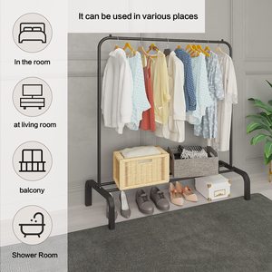 Portant à Vêtements Robuste en Métal Noir avec Étagère Inférieure pour Suspendre les Vêtements - Product Image 6