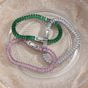 Dingran, venta al por mayor, última moda, collar de circón de tenis, pulsera, conjuntos de joyería de acero inoxidable, pulsera de circón - Product Image 5