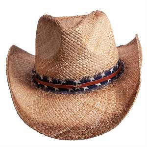 Chapeau de soleil en paille effet peinture spray pour hommes - Chapeaux Fedora et Cowboy de style western pour un look estival élégant - Product Image 3