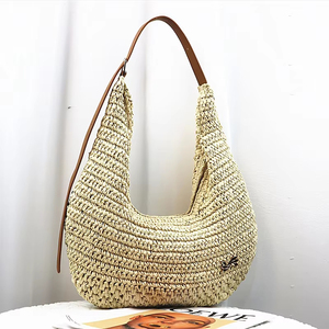 Nouveau Sac Fourre-tout Bohème <span class=keywords><strong>2026</strong></span> pour Femme en Paille Tressée Façon Dumpling, Fait Main, Grande Capacité, Sac à Bandoulière et Sac de Plage Personnalisable - Product Image 3