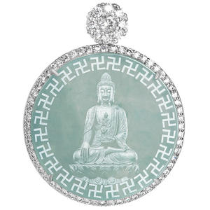 Pendentif en jade naturel de type jadeite chinois Dragon Loong Avalokiteshvara UNISEXE, jade de type eau bleue D711-D710-D712 - Product Image 1