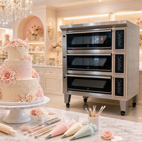Oven Kue Komersial Rui Tai 3 Dek 6 Loyang, Baja Anti Karat Aplikasi Luas Timer Digital, Toko Kue Toko Roti Panggang