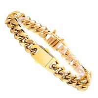 Grosir 18K baja tahan karat berlapis emas 10mm gelang rantai pria gaya Hip Hop klasik Tautan Kuba untuk pesta