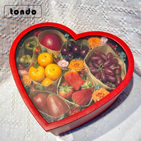 Tondo Acryl Hartvormige Fruit En Bloem Doos Voor Gift Verpakking Valentijnsdag Wedding Clear Window Fruit En Bloem doos