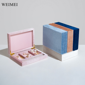 WEIMEI Fashion Blue Flannel Velvet Jewel Organizer Packing Watch <b>Earring</b> Necklace Ring Jewelry <b>Box</b> - Product Image 2