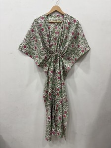 Caftán con Estampado Floral para Mujer, Vestido Largo Estilo Boho, Silueta Fluida, Corte Relajado, Cintura Ajustable con Cordón, Ropa Casual - Product Image 3