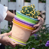 Pot de fleurs en plastique coloré Balcon Pot de plantes Ridge Design Pot de fleur Pp Résine Pot de fleur en plastique avec Lotus