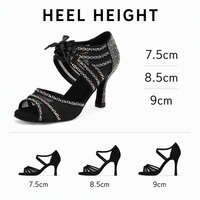 Chaussures de danse sexy pour femmes, chaussures de danse latine en satin brillant, chaussures de danse de salon pour femmes, chaussures à semelle souple, sandales à talons hauts et fins