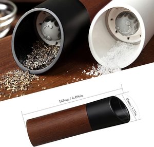 Ensemble moulin à poivre et à sel en bois et caoutchouc, réglage de la grosseur, moulin à poivre rechargeable de qualité supérieure, céramique <span class=keywords><strong>pour</strong></span> restaurant, barbecue - Product Image 4