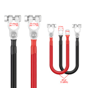 Juego de Cables de Inversor de Batería de Alta Resistencia de 50 cm y 5 AWG, con Pinza de Cobre Estañado a Terminal SC16-10, Cable de Alimentación de PVC Rojo y Negro para Sistemas Solares de 12V y 24V para RV - Product Image 2