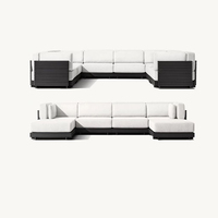Grand canapé de jardin de luxe moderne en aluminium en forme de U canapé modulaire sectionnel pour hôtel villa pont yacht 5 étoiles