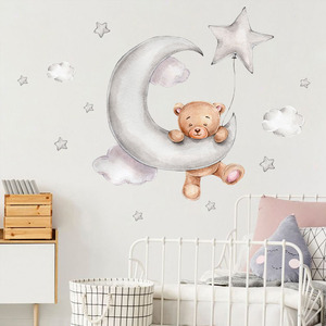 Luna nuvola PVC grandi adesivi murali per bambini camere da letto ragazzi stelle e orso decorazione per le camere dei bambini - Product Image 5