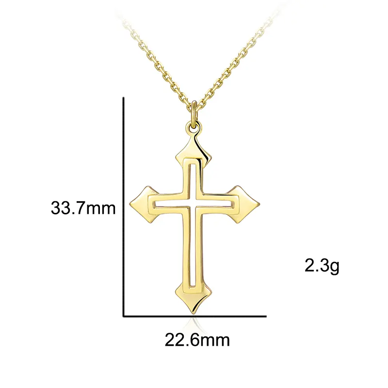 Fashion Fine Jewelry 925 Sterling Silver Cross Pendant Large Cross Necklace Gold Plated Jewelry