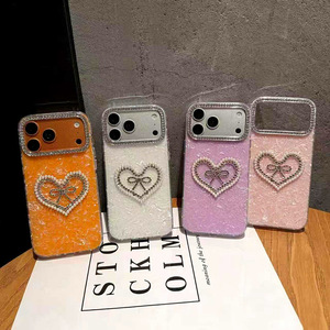 เคสโทรศัพท์มือถือลายคริสตัลหินอ่อน IMD รูปหัวใจประดับโบว์เพชร สำหรับ iPhone 17 pro max 16 15 14 13 12  สำหรับสาวๆ - Product Image 2