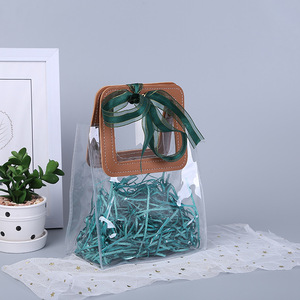 Pvc Transparent Bag Pvcbag Cosmetic Bag Factory Wholesale In Stock Pvc Gift Mini Candy Party Pp Plastic Transparent Bag With Tote