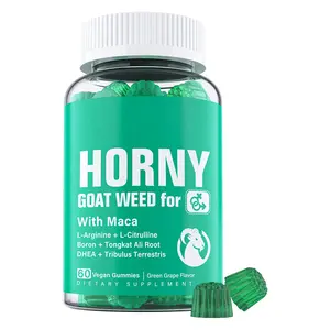 OEM/ODM Tongkat Ali Gummies Équilibre Hormone Féminine Goût Raisin Vert Gommes Horny Goat Weed Gummies