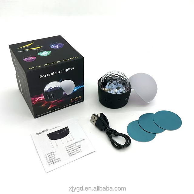RGB LED Decoration Lamp Party DJ Effect Stage Light Interior Ambient Rechargeable Disco Ball With Voice Control Function for Car