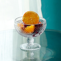Groothandel Diamant-geëmbosseerde voetglas dessertkom van sodakalkglas 374ml Meerkleurig Vaatwasmachinebestendig Glazen beker Servies Cadeauset
