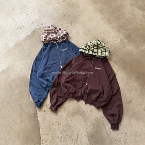 Vestes zippées personnalisées, manteaux à double couche en molleton français, sweats à capuche tendance, vêtements décontractés de rue, sweats à capuche surdimensionnés, fabricant - Product Image 1