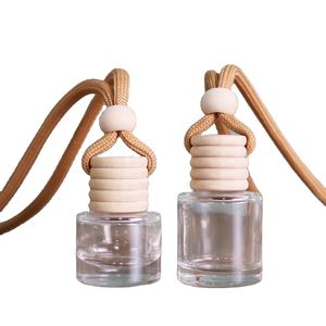 Botella de Vidrio Transparente Cuadrada de 5ml, 8ml, 12ml con Serigrafía, para Ambientador de Coche, con Tapa de Madera, Botella Colgante para Perfume - Product Image 2