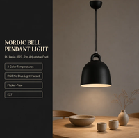 Lampe suspendue cloche nordique, plafonnier avec abat-jour en résine PU, E27, 3 températures de couleur pour salon, salle à manger, chambre à coucher, chevet, bureau
