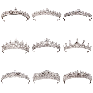Tiara de fiesta de cumpleaños de cristal de moda, corona de Reina Retro adecuada para niñas, corona nupcial de boda de Graduación - Product Image 1