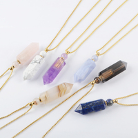 Pendentif diffuseur d'huiles essentielles en acier inoxydable plaqué or 18 carats, étanche, avec cristal de guérison, flacon de parfum en cristal, collier