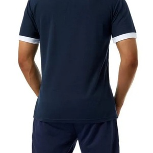 T-shirt tricoté respirant à manches courtes pour homme, col rabattu, demi-zip contrastant, coupe oversize - Product Image 4
