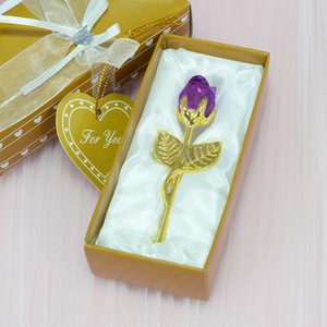 Statuette di Rose in Cristallo in 6 Colori, Souvenir Dorato per San Valentino, Natale, <span class=keywords><strong>Amanti</strong></span>, Decorazione per Casa e Matrimonio - Product Image 6