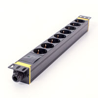 PDU 1U 19 pouces de type Schuko allemand pour centre de données, noir, 8 prises avec protection contre les surtensions, boîtier en alliage d'aluminium