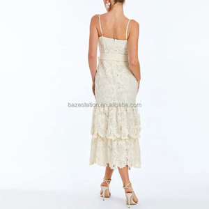 Commercio all'ingrosso di alta qualità abbigliamento Premium OEM/ODM fabbrica boutique di lusso 3D fiore con volant pizzo abito da Cocktail per le donne produttore - Product Image 4
