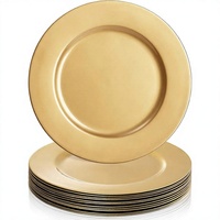 Assiette de présentation décorative en plastique, assiette de dîner décorative, pour hôtel, banquet, mariage, dorée