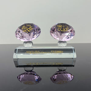 Hand geschnittener rosa Kristall diamant mit islamischem Geschenk MH-G0369 Allah Muhammad - Product Image 1