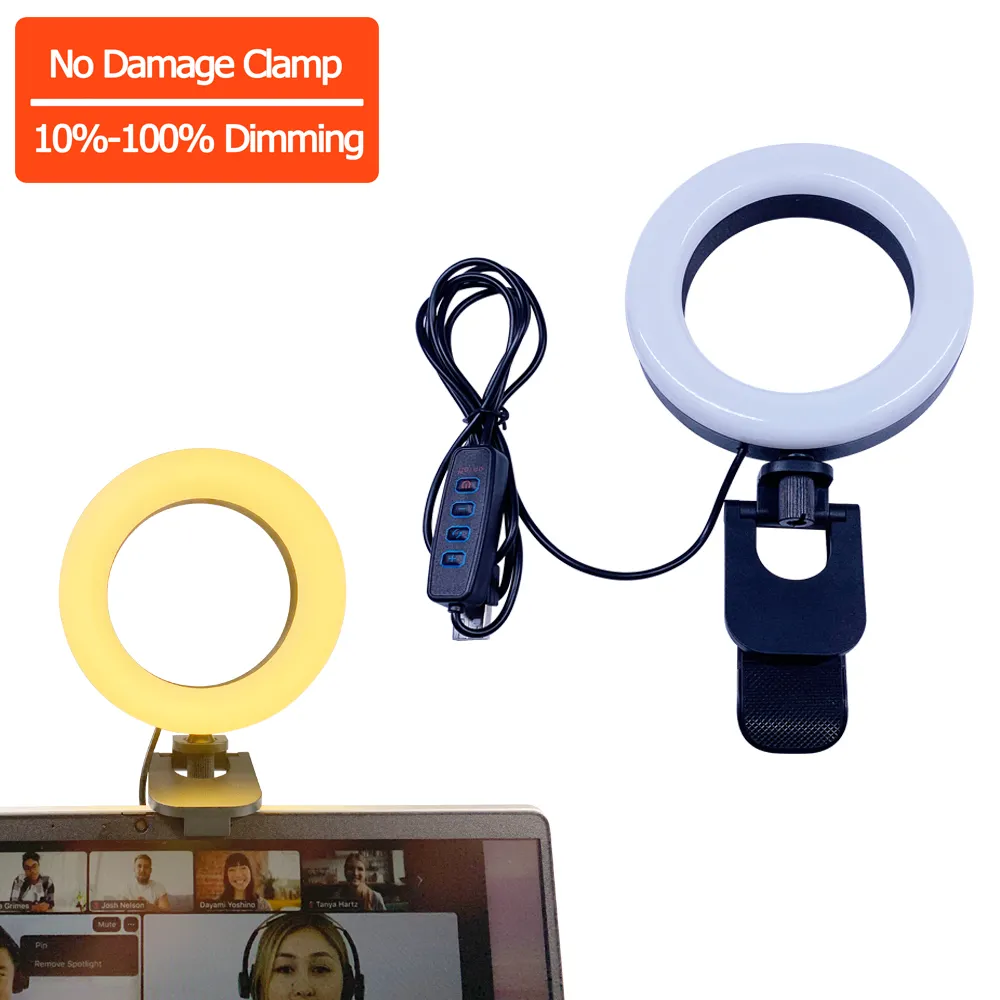 3 Màu Sắc Mô Hình Dimming USB Light Vòng Video Hội Nghị Chiếu Sáng Bộ Dụng Cụ An Toàn Kẹp Tripod LED Light Video Hội Nghị