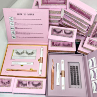 Kit d'extension de cils DIY personnalisé avec design gratuit, ensemble d'extensions de cils individuels, colle et fixateur pour cils, faux cils effet wispy