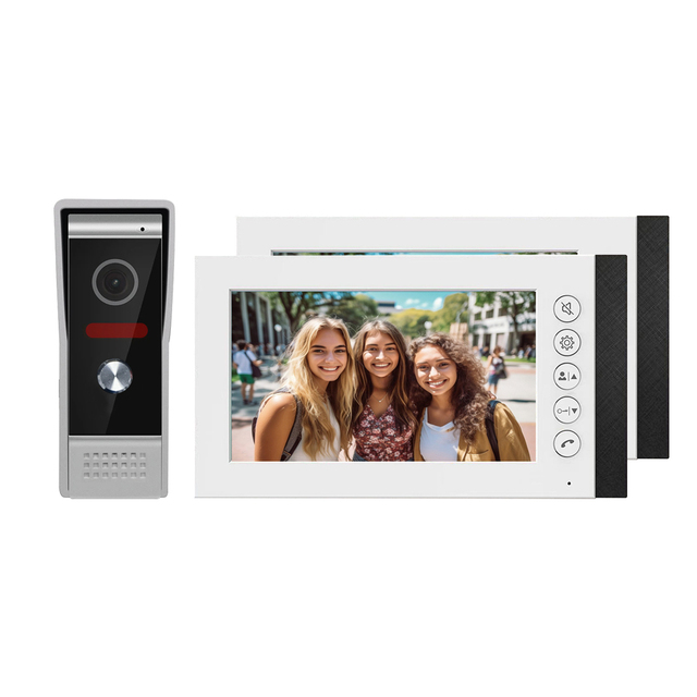 1080P Wired Ring Doorbell Multi-Colour Chime 150 Degrees Video Door Phone 7-inch Display Hands-free for Home Use Low Power Wide