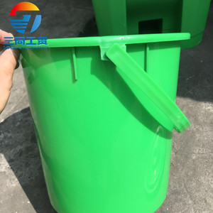 Household Kitchen Waste Bucket 10L 15L 20L With Lid And Handle Cylindrical Indoor Use Green And Gray Color - Product Image 5