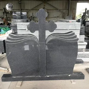 China Cheap Price Dark G654 Granite Romania Style Cross Monument Headstone