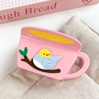 Pince à cheveux en forme de tasse de thé rose en acétate, motif requin, mignonne et féminine, pour chignon, accessoires de mode pour femmes
