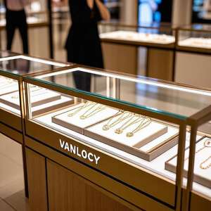 Gabinete de exhibición de cristal de tienda de escaparate de joyería de acero inoxidable de lujo personalizado con iluminación LED diseño de muebles de tienda de centro comercial - Product Image 4