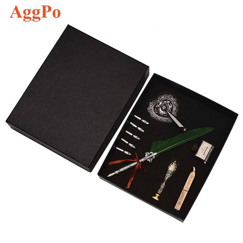 Набор перьевых ручек с золотыми перьями, набор винтажных карандашей с чернилами, Подарочная коробка для каллиграфии, письма, дня рождения