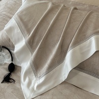Parure de lit quatre pièces personnalisable en coton à fibres longues 100 fils, couleur unie, avec housse de couette et couvre-lit jacquard