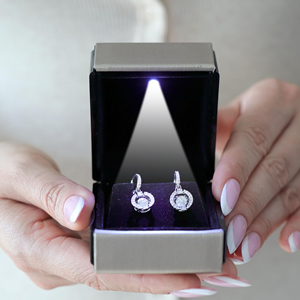 Wholesale High-end Luminous LED Lamp Jewelry <b>Box</b> square PU Leather <b>Ring</b> Necklace Pendant Jewelry Packaging <b>Box</b> - Product Image 3