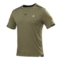 T-Shirt Tactique Respirant en Coton Vert Olive pour Hommes, Entraînement Extérieur, Tissu Multicolore Camouflage Militaire
