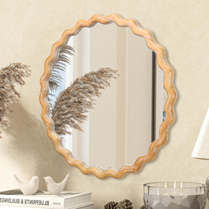 Miroir mural rond ondulé de 27,5 pouces, style ferme en bois, pour salle de bain, coiffeuse, chambre, entrée, salon - Product Image 4
